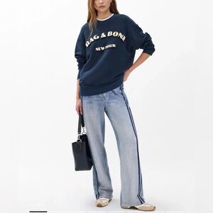 Rag & Bone Miramar Wide Leg Track Pant in Cotton Terry Size S